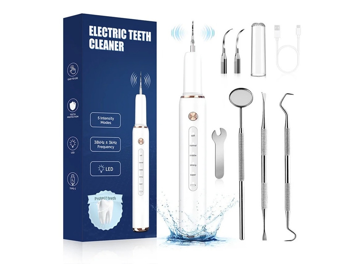 Ultra Sônico Dentes Limpador Placa Removedor Cálculo Removedor Laptop Casa Dentes Elétricos Limpador Yizhood T4 Branco