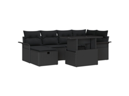 Conjunto 7 Conjunto De Móveis De Jardim Vidaxl Preto Vime Pe (55 X 55 X 37 Cm)