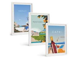 Galeria De Pinturas Murais Amalfi, Positano E Capri Moldura Branca Pinturas De Quarto Espelharte (3 Piezas De 40x60 Cm)