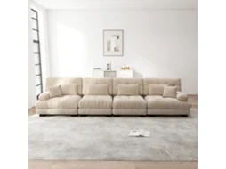 Sofá Modular De 4 Lugares - Ecksofa Com Assento Profundo, Chenille, Sofá-cama Confortável - Café Claro