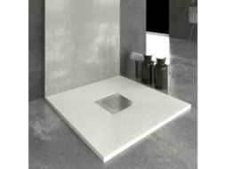 Base de Duche de Resina Slate Branco 80x90 Cm com Grade RC