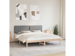 Vidaxl Estrutura De Cama Com Cabeceira Estofada Cinzento-claro