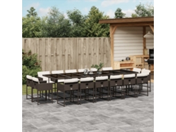 17 Pcs Conjunto Jantar P/ Jardim C/ Almofadões Vime Pe Marrom Dkd Home Decor