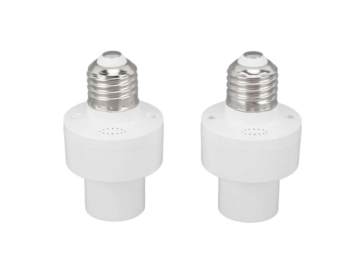 2pcs tomada de lâmpada inteligente E27 sem fio controle por voz branco 100v‑250v