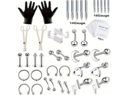 Piercing De Orelha, Kit De Ferramentas Para Piercing, Com Brincos De Aço Inoxidável (50 Peças) Spqment