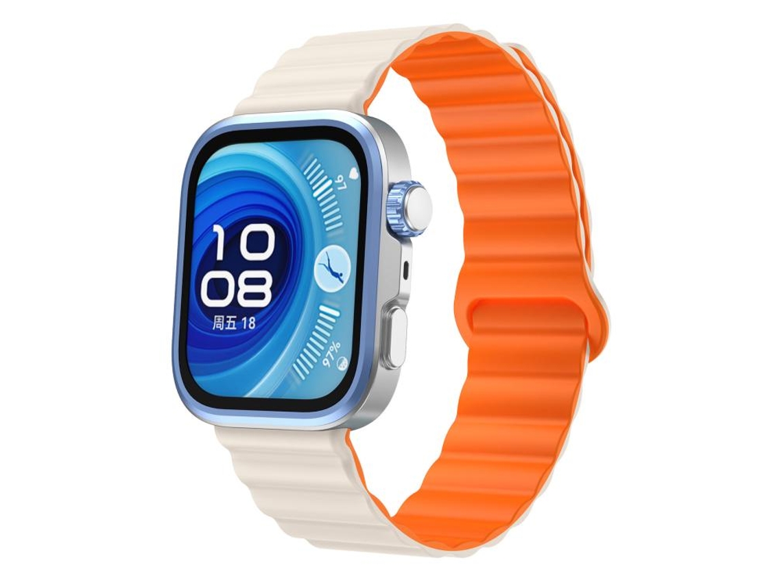 Bracelete Para Huawei Watch Fit 4 / Fit 4 Pro / Fit 3 - Silicone Magnético - Wave Laranja Starlight
