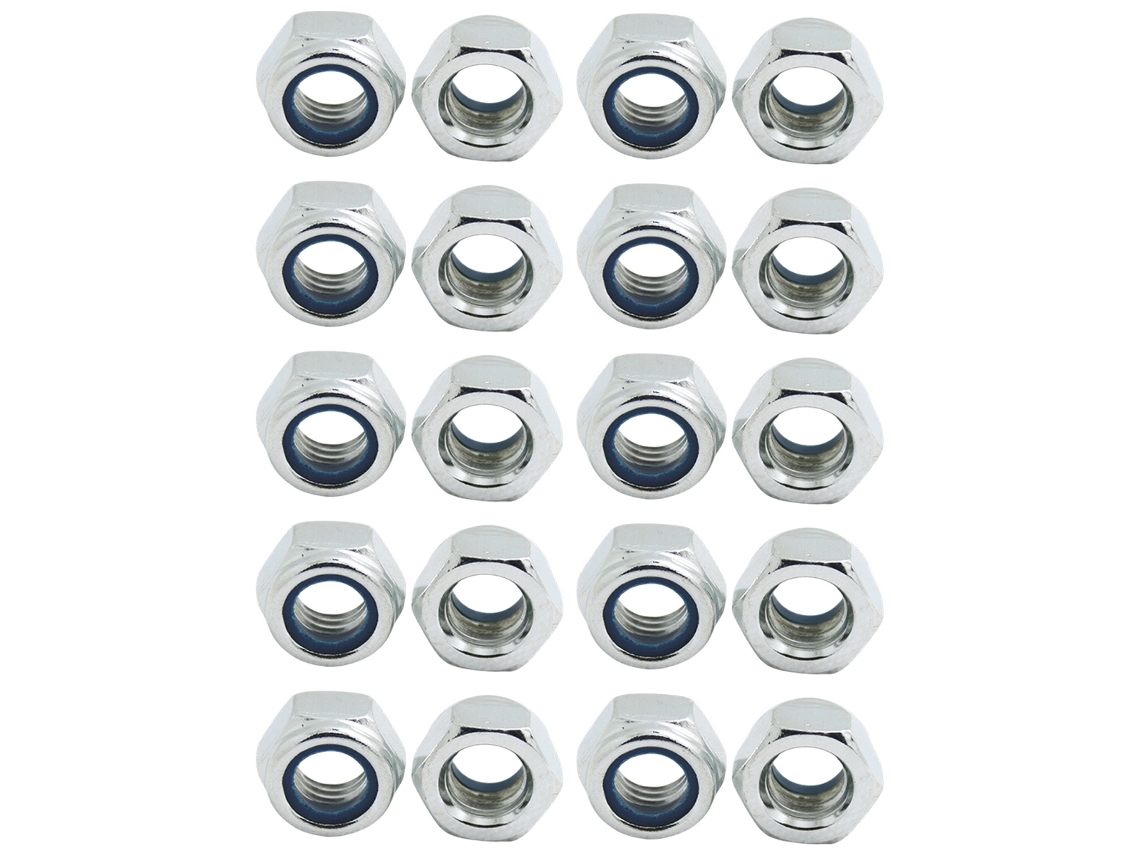 Pacote Com 25 Porcas Autotravantes M5 Em Nylon (din 985) – Porcas Sextavadas Autotravantes – Aço Inoxidável A2 V2a