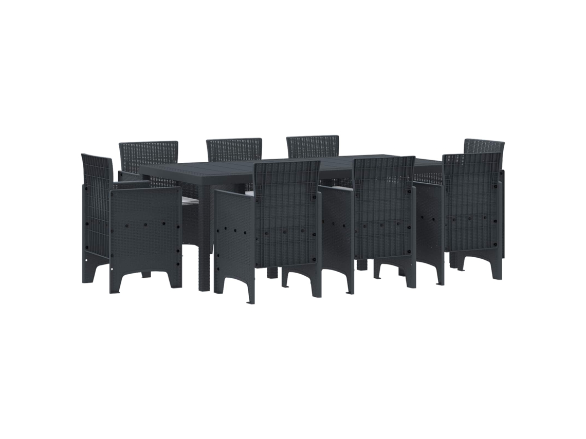 Vidaxl Conjunto De Jantar Para Jardim 9 Pcs Antracite Polipropileno