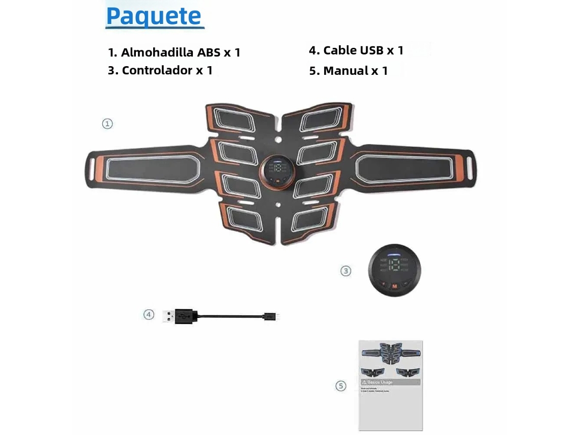 (abdômen Laranja) Estimulador Muscular Abdominal Ems Usb Para Treinamento Físico, Feito De Material Abs E Tpr