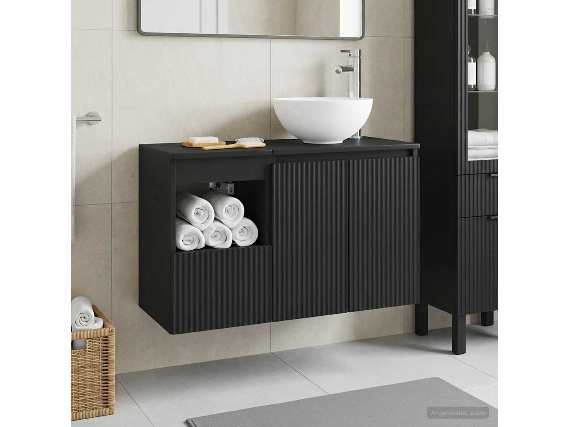 Vidaxl Conjunto De Móveis Para Banheiro 2 Unid. Preto