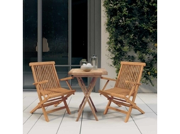 Vidaxl 3 Pcs Conjunto De Jantar Para Jardim Madeira De Teca Maciça