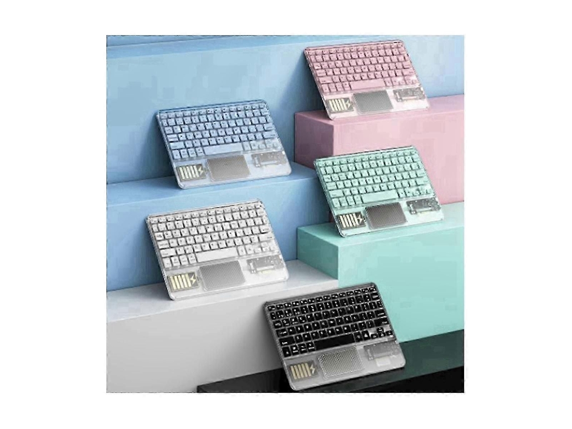 Teclado Universal Bluetooth com Tela Sensível ao Toque TAISHENGDA, retroiluminado, RGB, cristal transparente