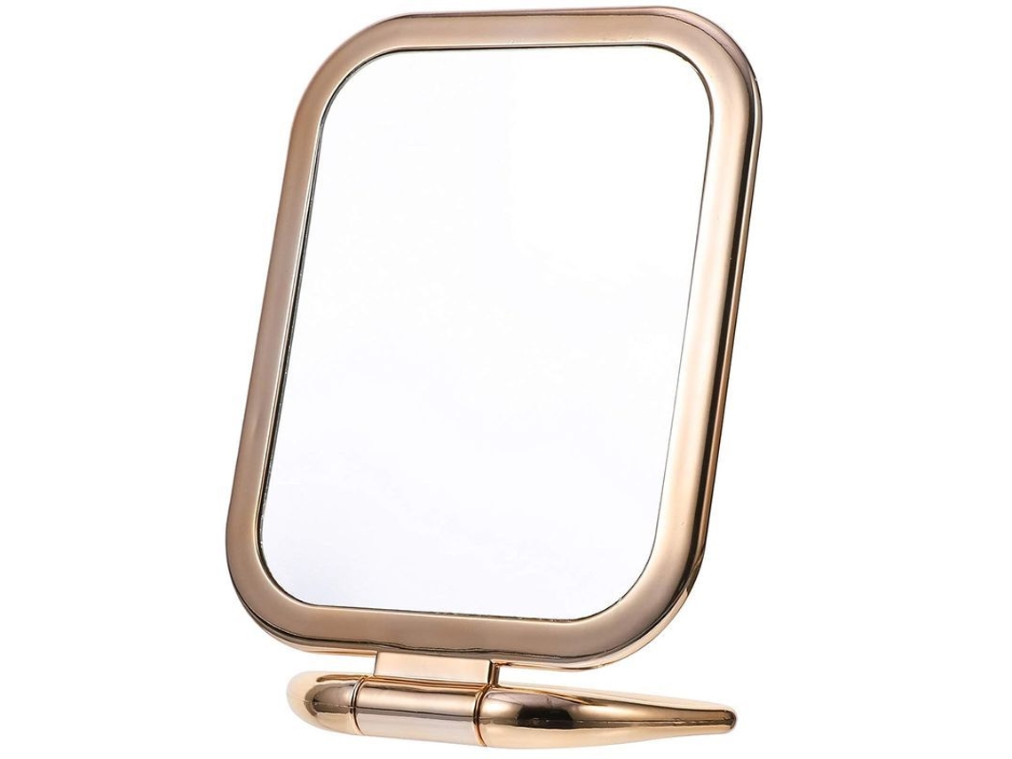 Espejo De Maquillaje Doble Lado Con Lupa, Espejo De Mesa Cuadrado (champán)