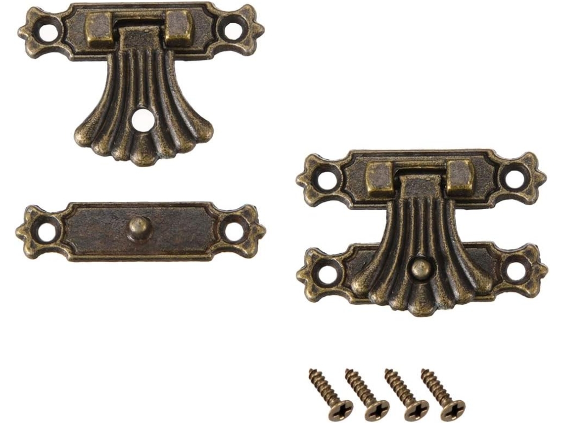2 Conjuntos de Fechos de Madeira para Baú, com Travas em Tom Bronze, 37 X 27 Mm CHABERLU
