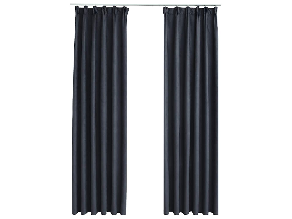 Maison Exclusive - Cortinas Blackout Com Ganchos 2 Pcs 140x175 Cm Antracite