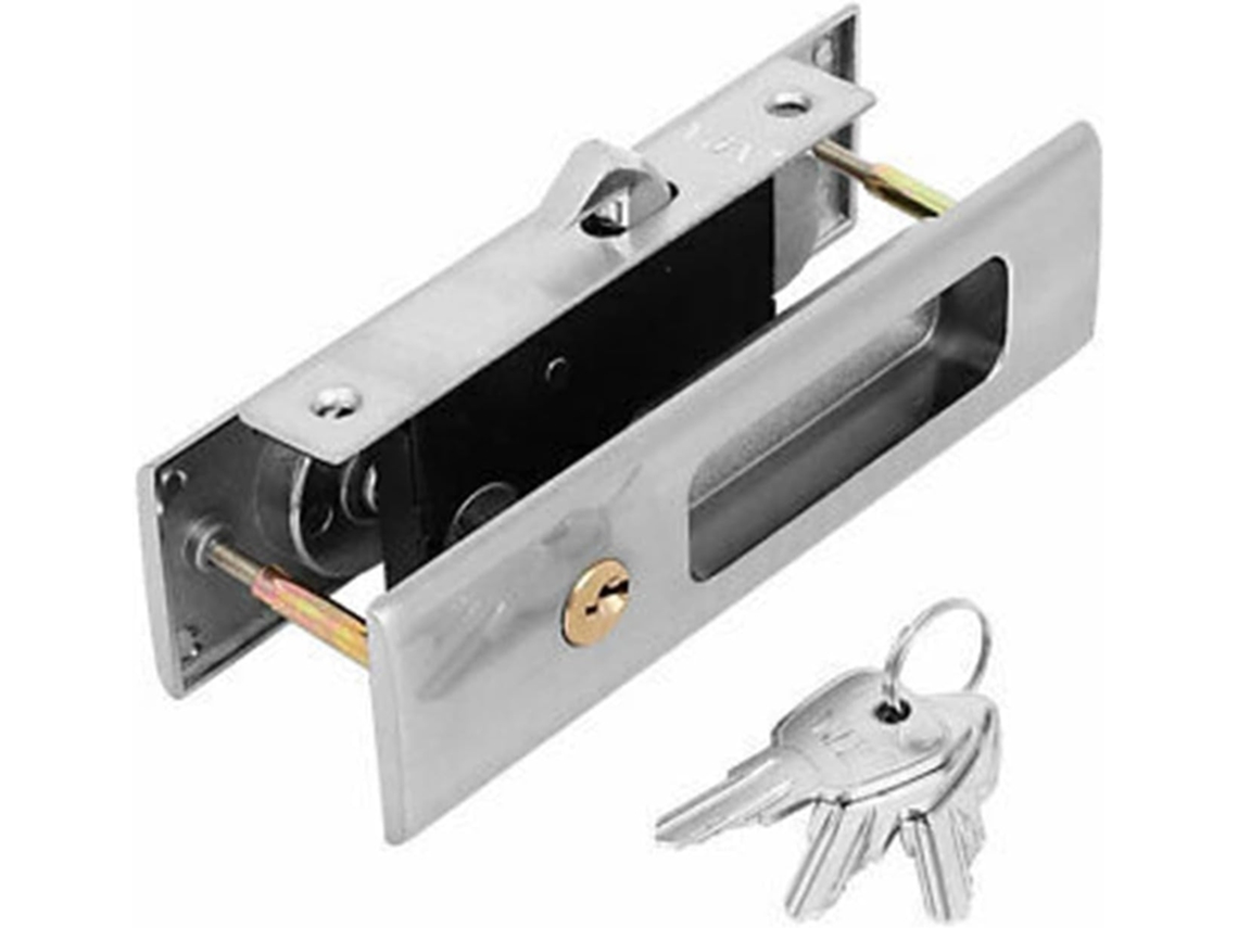 Fechadura De Embutir Para Porta Vidro Deslizante Em Liga Zinco, Adequada Para Portas Com Espessura De 35mm A 45mm 1 Conjunto
