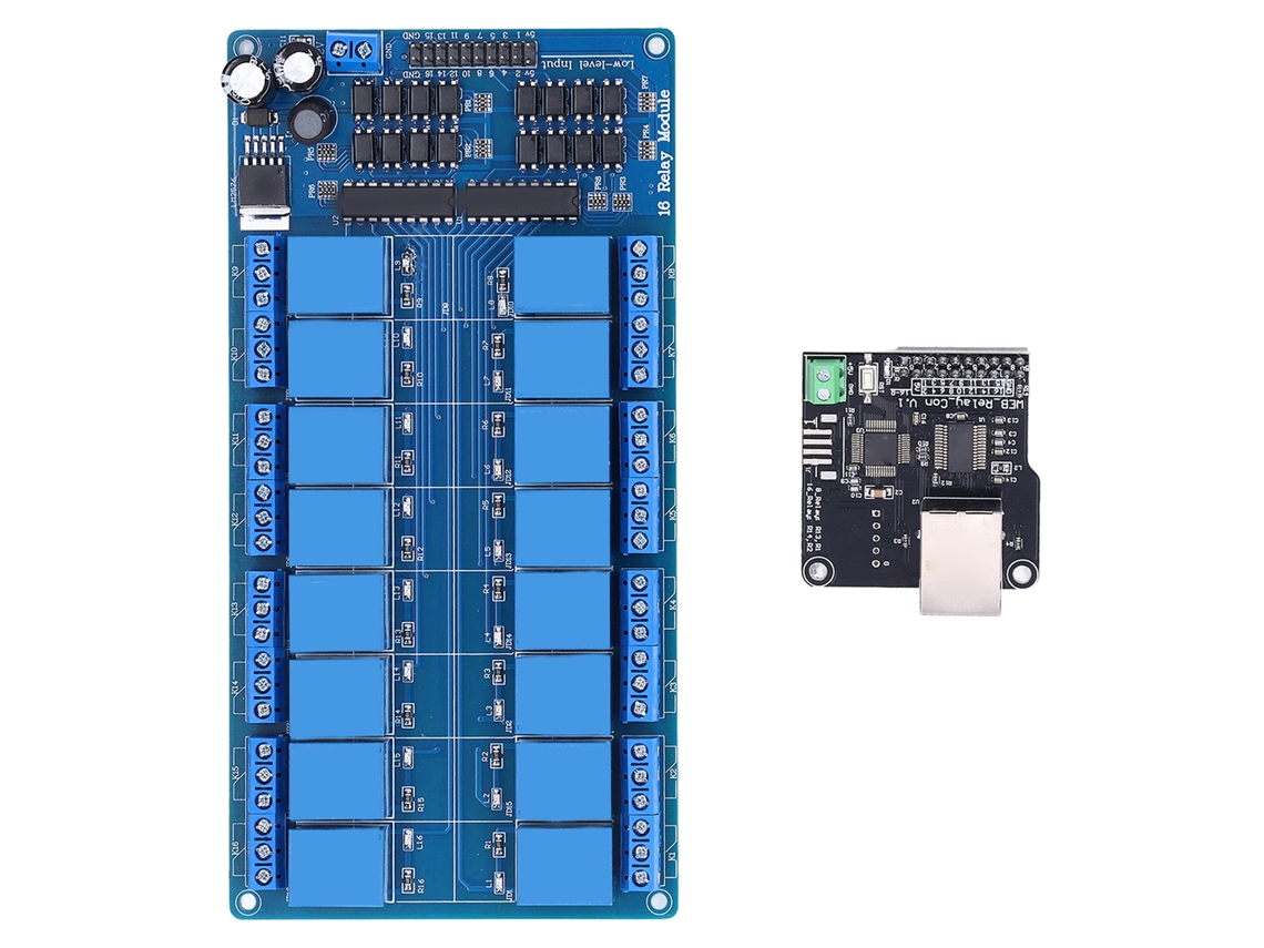 Placa Controladora Ethernet com Módulo Relé de 16 Canais e Interface Rj45