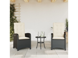Vidaxl Cadeiras De Jardim Reclináveis C/ Almofadões 2pcs Vime Pe Preto