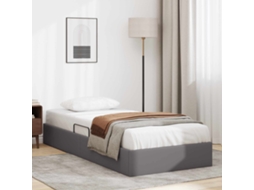 Vidaxl Estrutura De Cama Ottoman Cinzento 90 X 190 Cm Couro Sintético