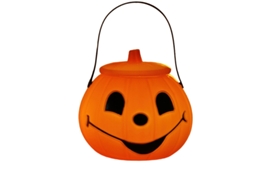 Laxiscreed - Balde De Abóbora De Halloween Com Luz, Ideal Para Crianças E Doces, Com Pega Fácil E Rosto Sorridente