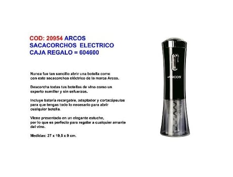 Arcos  sacacorchos  electrico caja regalo   604600