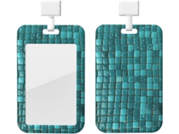 Porta Crachá Turquesa, Tamanho Pequeno, Com Cordão, Capa Plástica Impermeável, Cartões, Ideal Trabalho