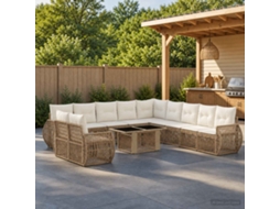 Vidaxl Conjunto De Sofá De Jardim 12 Unid. Bege E Branco Creme Vime Pe