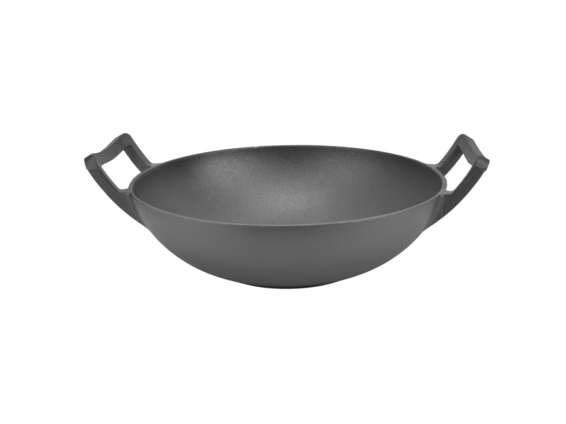 Frigideira de Ferro Fundido 32cm, Sem Revestimento, Duas Alças, Tipo Wok CHABERLU