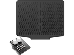 Tapete de Cozinha Dobrável de Silicone Antiderrapante para Pia, 39x32 Cm, Ideal para Escorrer Utensílios, Copos, Frutas e Legumes, Preto Yu AQUAFORGE