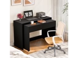 Mesa Prateleiras Cômoda 2em1 Extensível Rodízios Dobrável VELTRIX