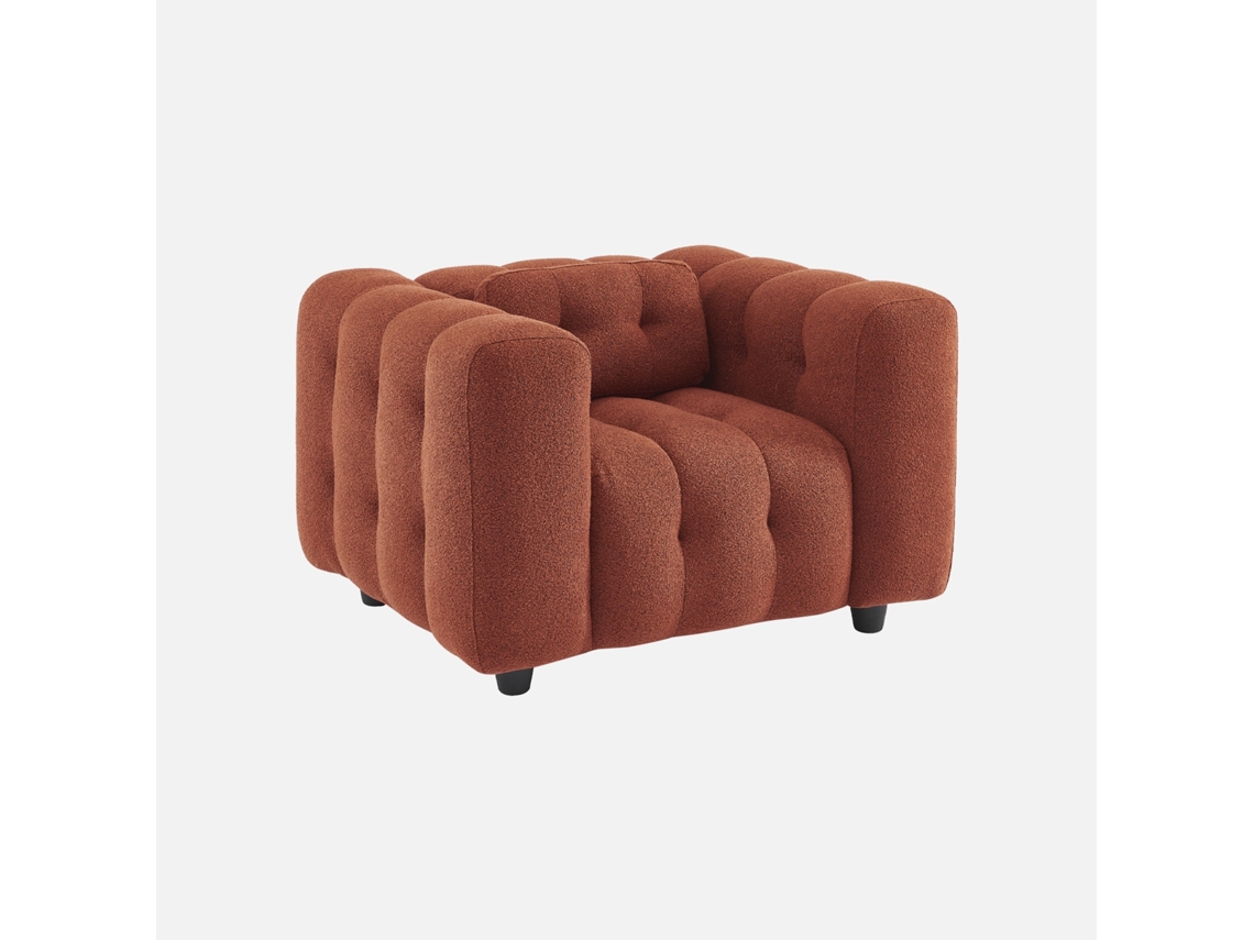 Poltrona Em Tecido Boucle Texturado, 1 Lugar, Terracota Sweeek