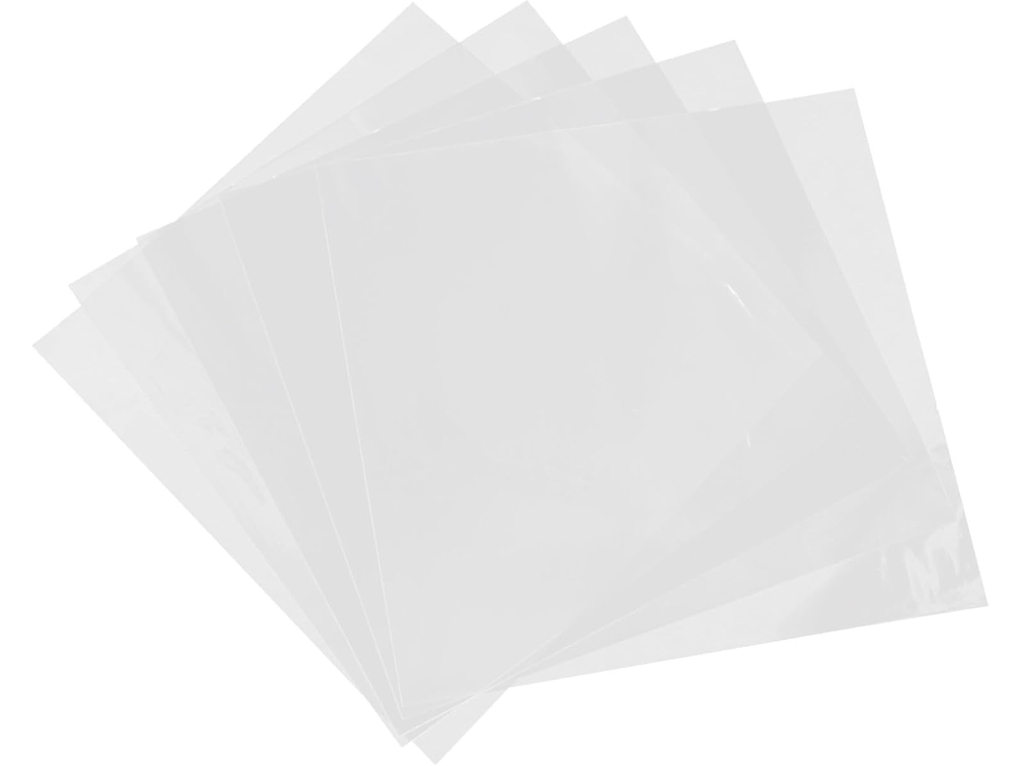 Pacote com 50 Capas Protetoras para Discos de Vinil 12 Polegadas, Transparentes, Plástico Grosso, 32x33 Cm, Re