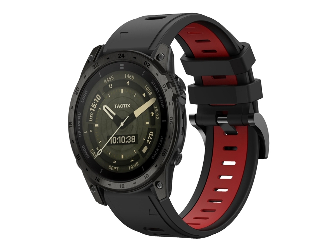 Bracelete Esportivo Silicone para Garmin Tactix 7 Amoled com duas cores Preto e Vermelho XIAOMOYU