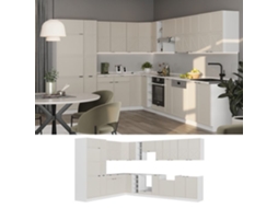 Cozinha Em Ângulo Fame-line, 347x257cm Sem Pt, Cinzabege/branco, Branco, Vicco