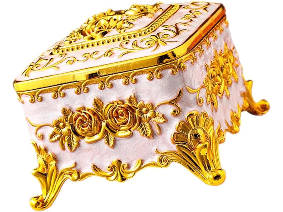 Caixa De Joias Vintage Pequena Em Metal, Ideal Para Guardar Anéis E Brincos.