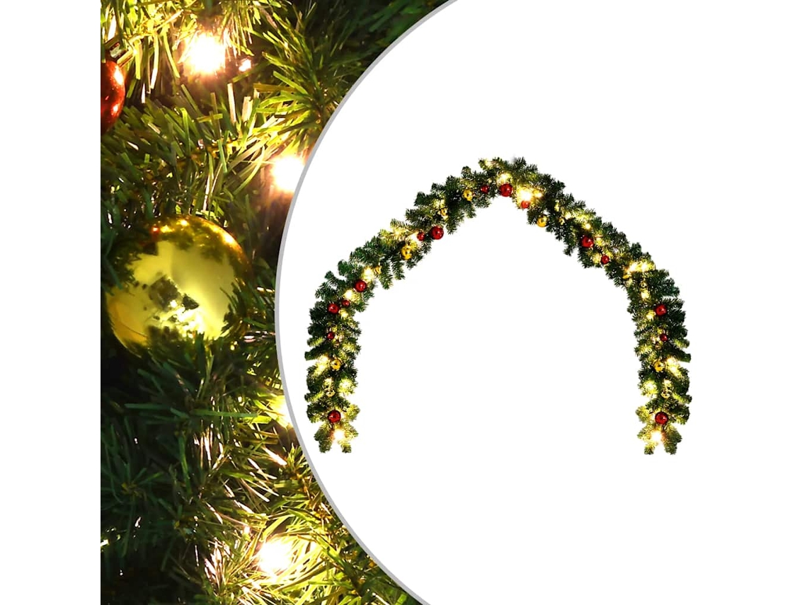 Vidaxl Grinalda De Natal Decorada Com Enfeites E Luzes Led 20 M