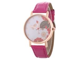 Relógio de Pulso de Quartzo Casual Unissex Elegante Moda Presente (rosa Vermelho)