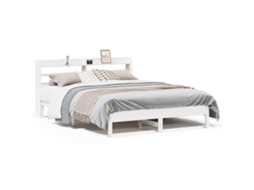 Cama Sem Colchão 150x200 cm Madeira de Pinho Maciça Branco MAISON EXCLUSIVE