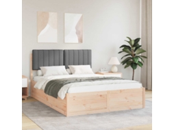 Vidaxl Estrutura de Cama com Cabeceira Estofada Cinza Escuro