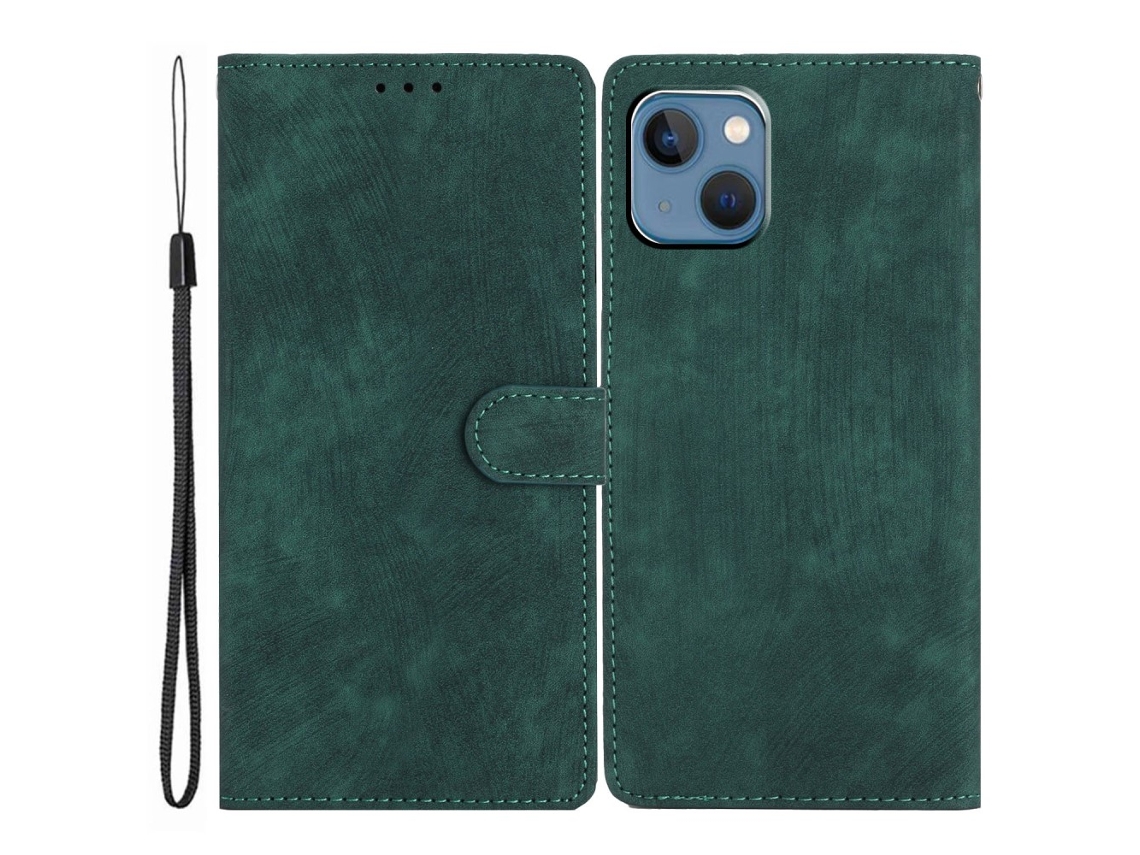 Capa Para Iphone 14 Plus Pele Sintética Verde