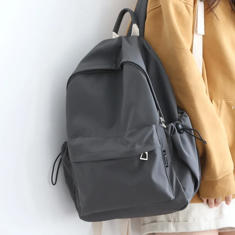 (dm5810-cinza) Nova Mochila Casual Feminina, Mochila Escolar Leve Em Nylon Para Meninas, Zíper Antifurto, Mochila De Viagem Feminina