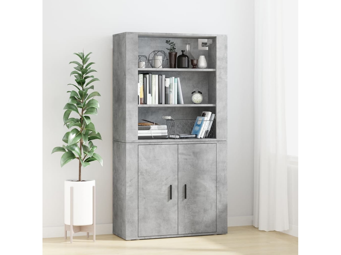 Gabinete alto de madera, color gris cemento