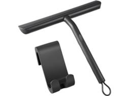 Raspador Para Chuveiro, Limpeza Sem Riscos Para Portas De Vidro, Raspador Para Casa De Banho Com Suporte, 21 Cm, Preta, Lâmina De Silicone