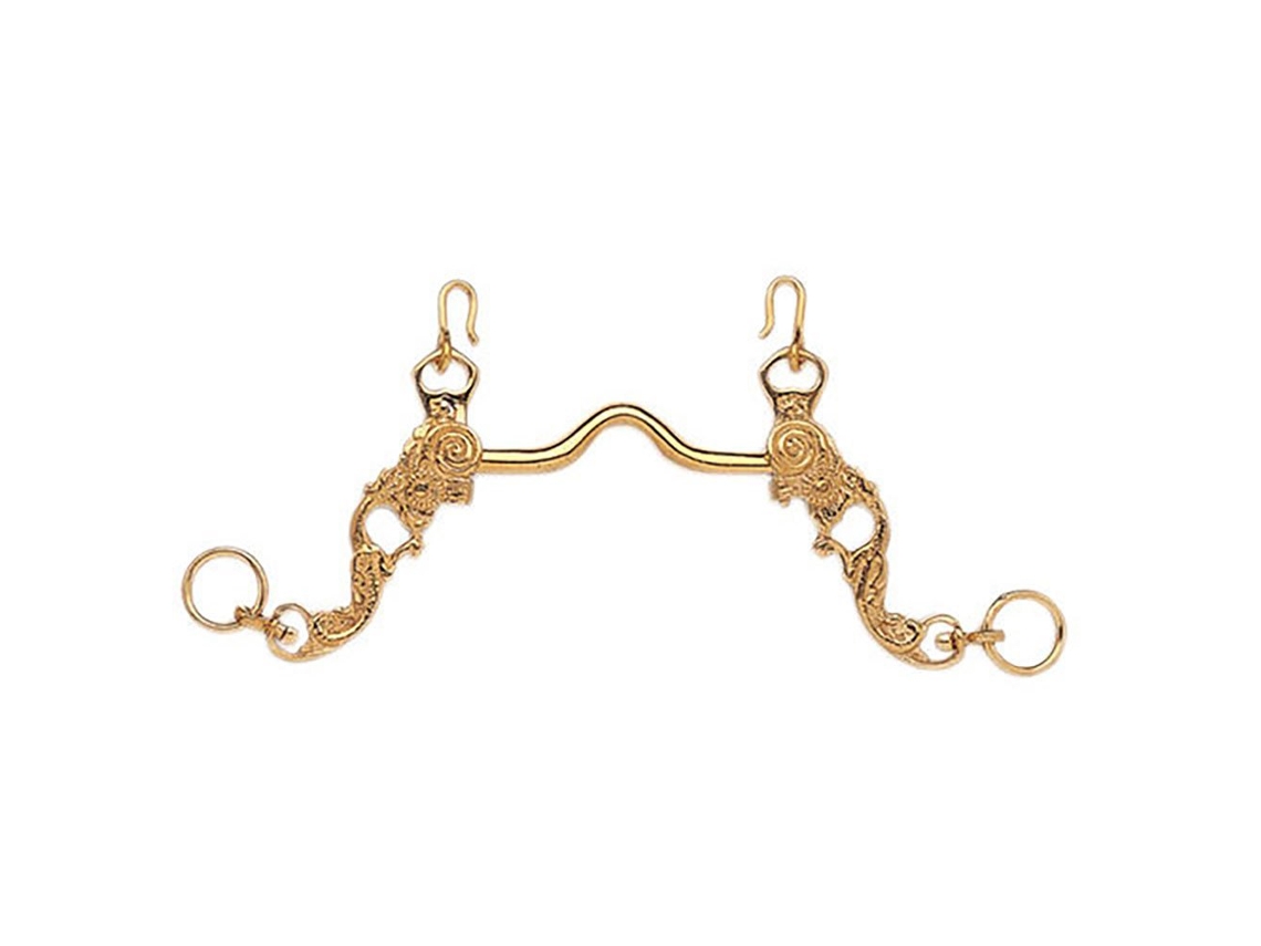 Embelezado e Broca Da Porta Do Bocal Do Meio-Fio Portugues Dourado 14.5 Cmhispano Hipica