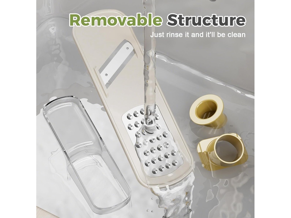 Espremedor de Alho Multifuncional e Mandolina, Mini Cortador Alho, Manual, Mandolina para Vegetais com Suporte AQUAFORGE (creme/1 Unidade)