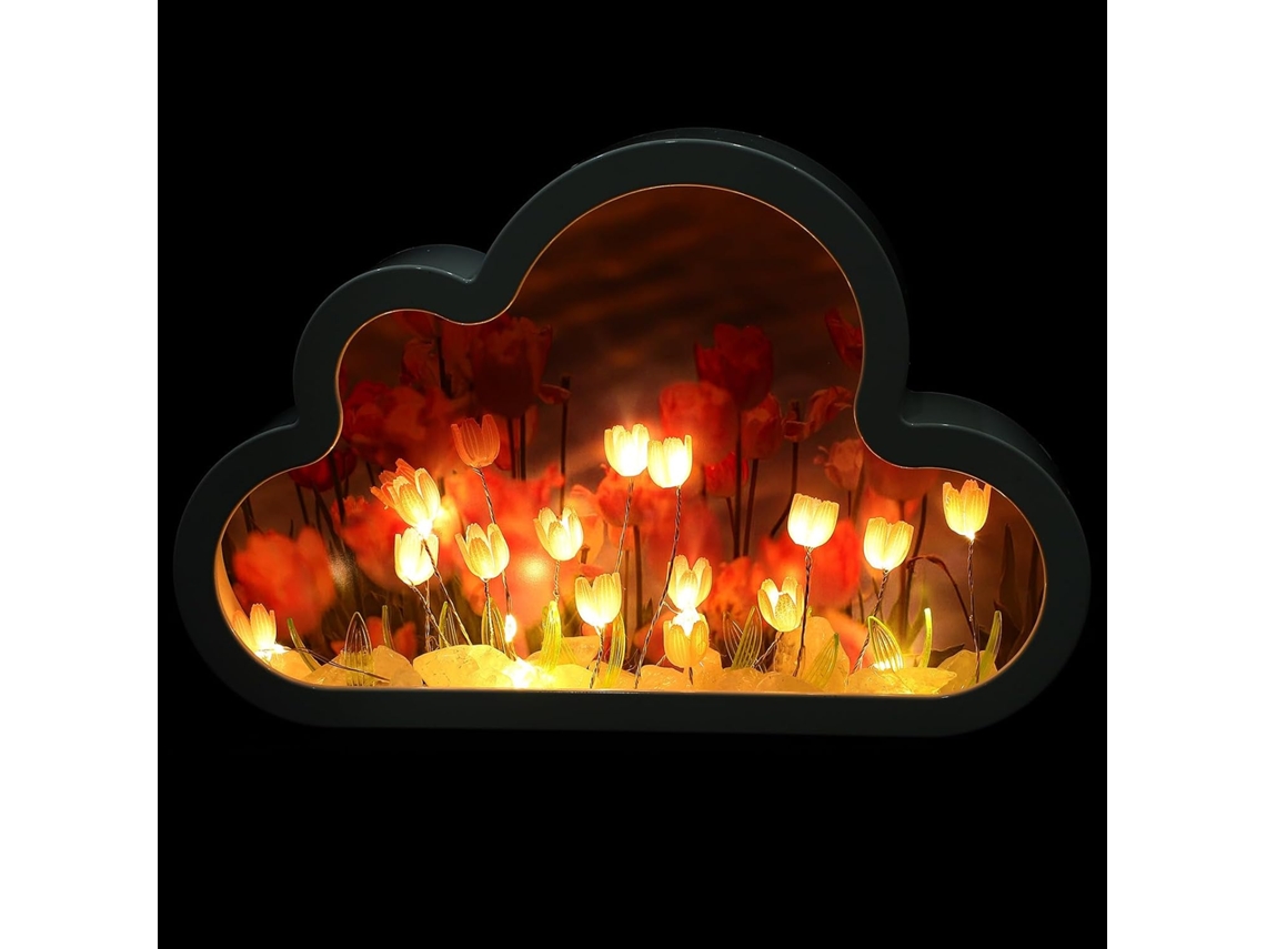 Luminária De Cabeceira Diy Tulip Cloud Com Espelho Hd, Reutilizável,