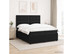 Vidaxl Cama Box Com Led E Colchão Preto 200 X 200 Cm Veludo