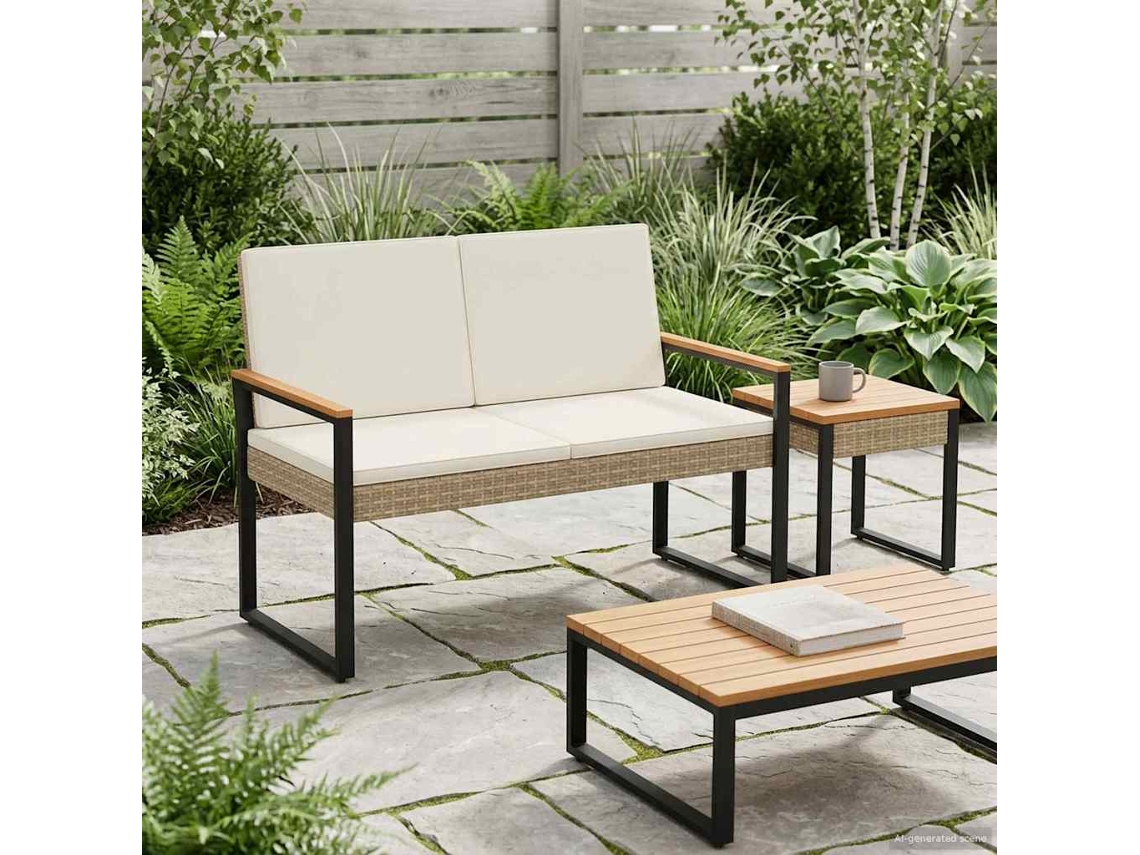 Vidaxl Banco De Exterior 2 -seater 107 X 61 X 80 Cm Vime Pe Retangular