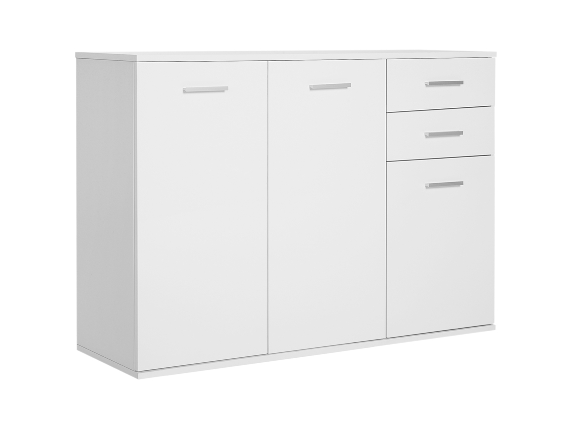 Aparador Branco 106x35x76 com Gavetas de Madeira Ajustáveis para Escritório e Sala de Estar Ge