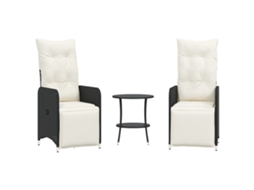 Maison Exclusive - Cadeiras Jardim Reclináveis 2 Pcs Com Mesa Vime Pe Preto